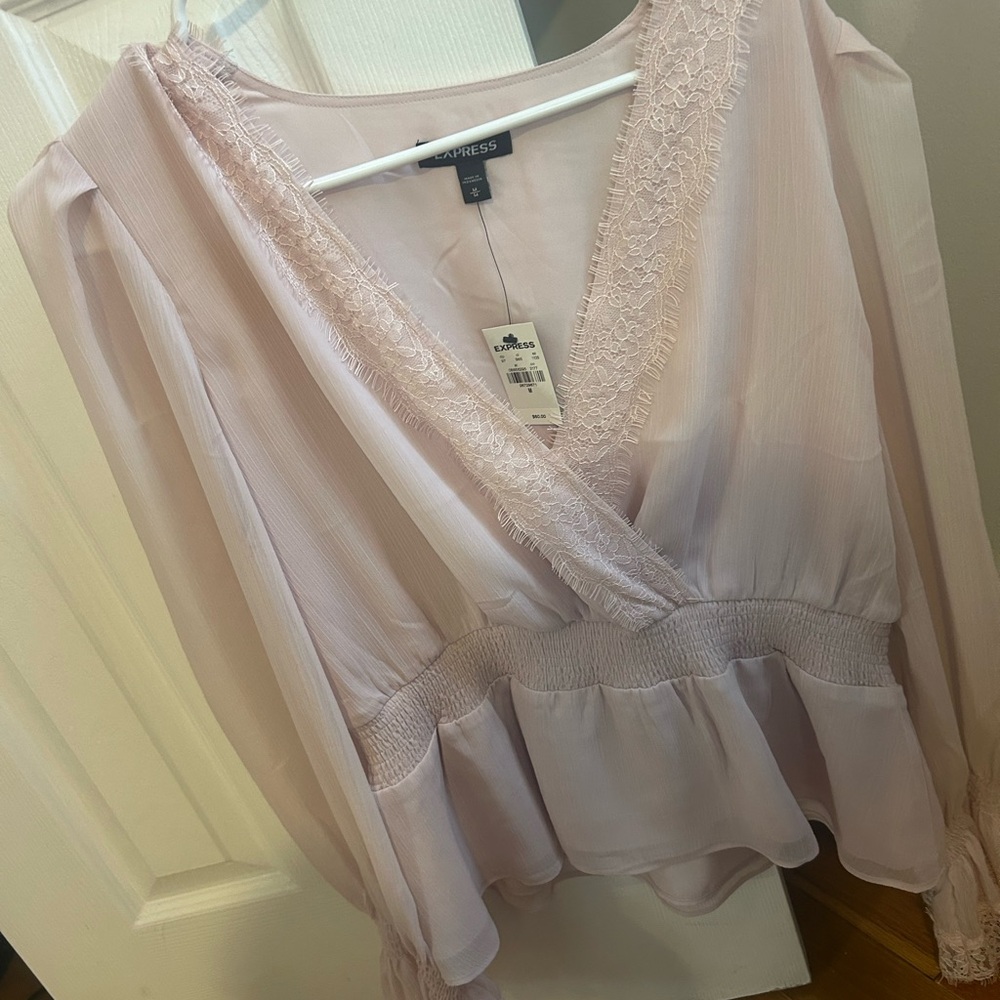Express Light Pink Lace Blouse
